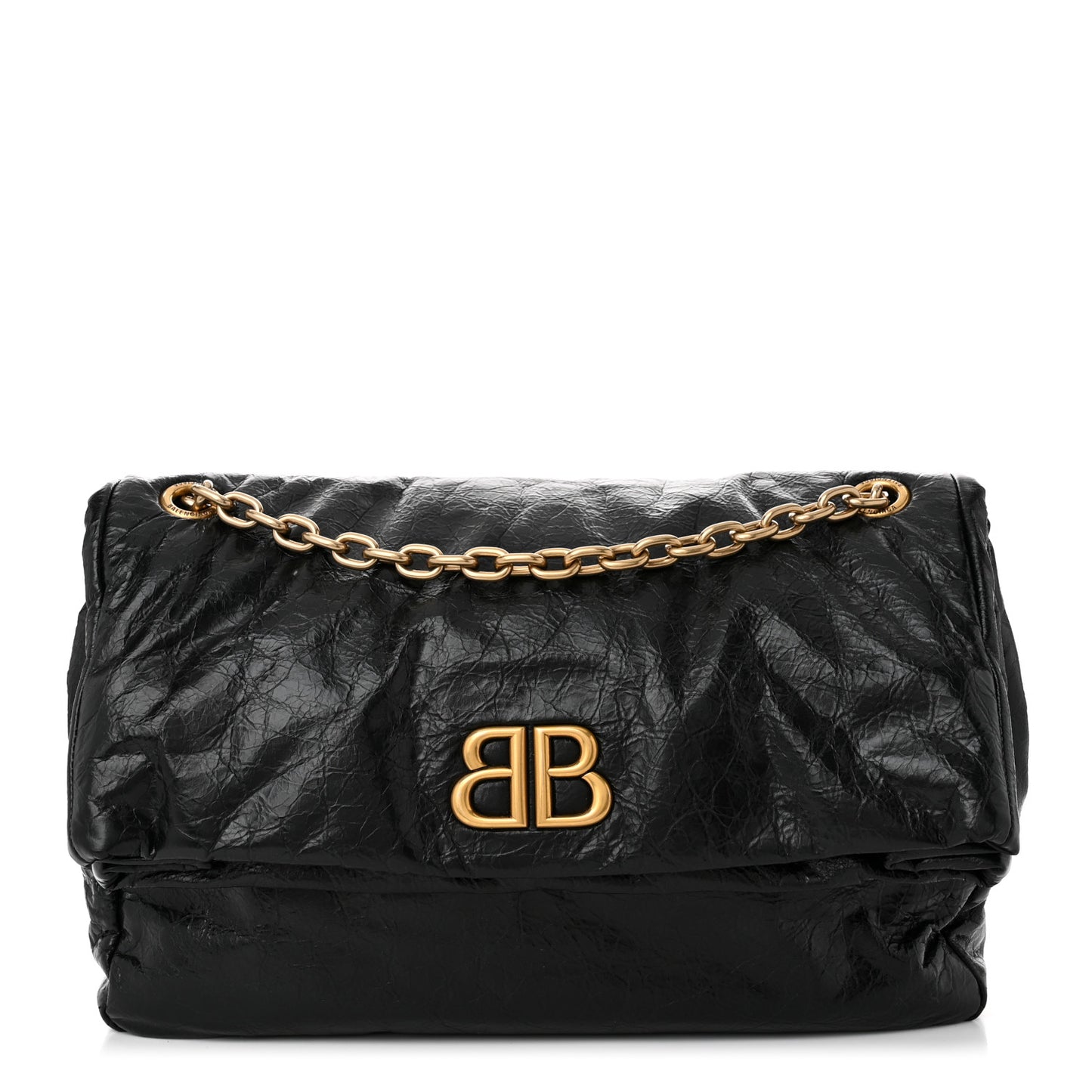 Arena Calfskin Medium Monaco Chain Shoulder Bag Black