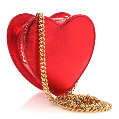 Saint Laurent Metallic Lambskin Small Love Heart Chain Bag Red 3 of 13
