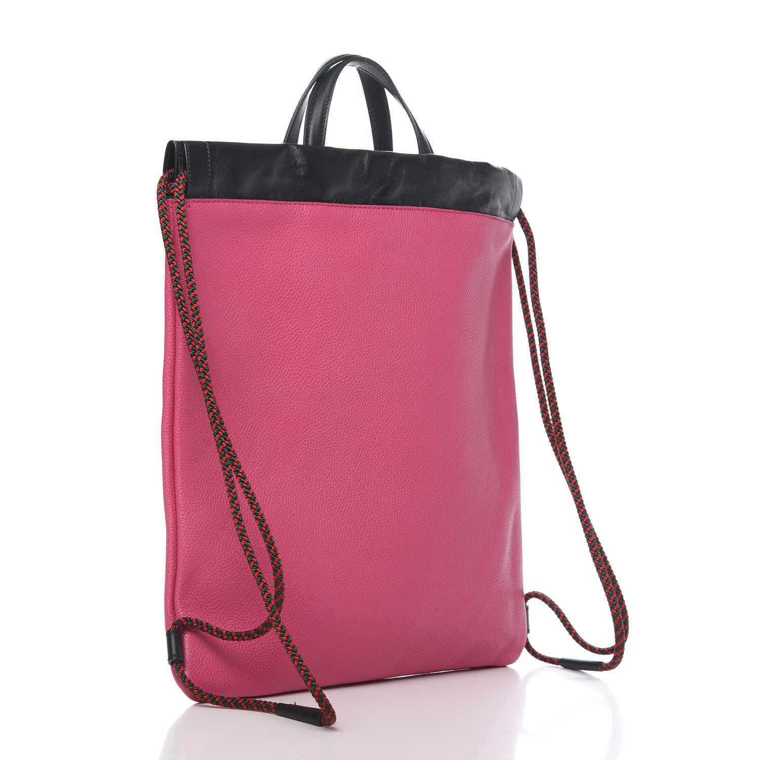 Gucci Grained Calfskin Logo Drawstring Backpack Box Pink Green Black 3 of 8