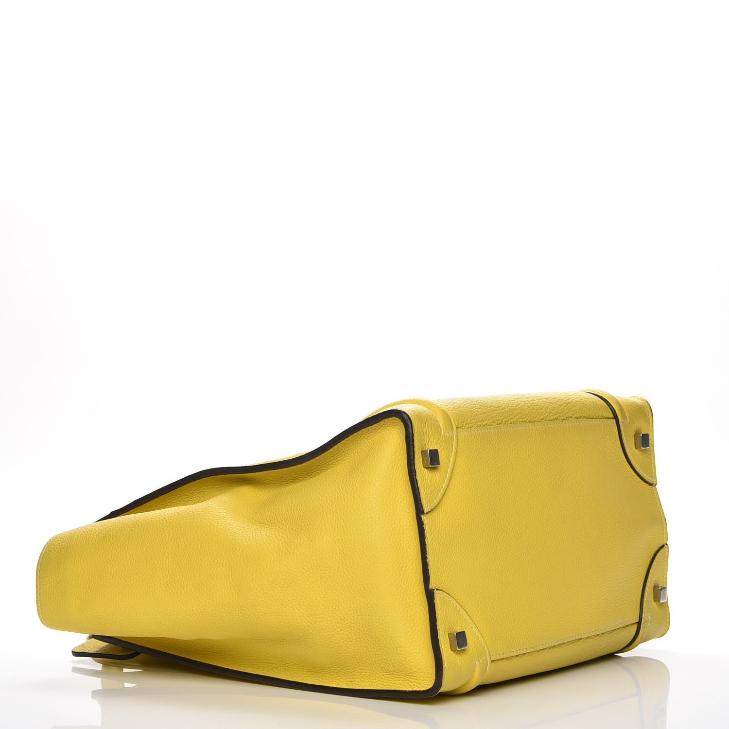 Celine Drummed Calfskin Mini Luggage Citron 4 of 10