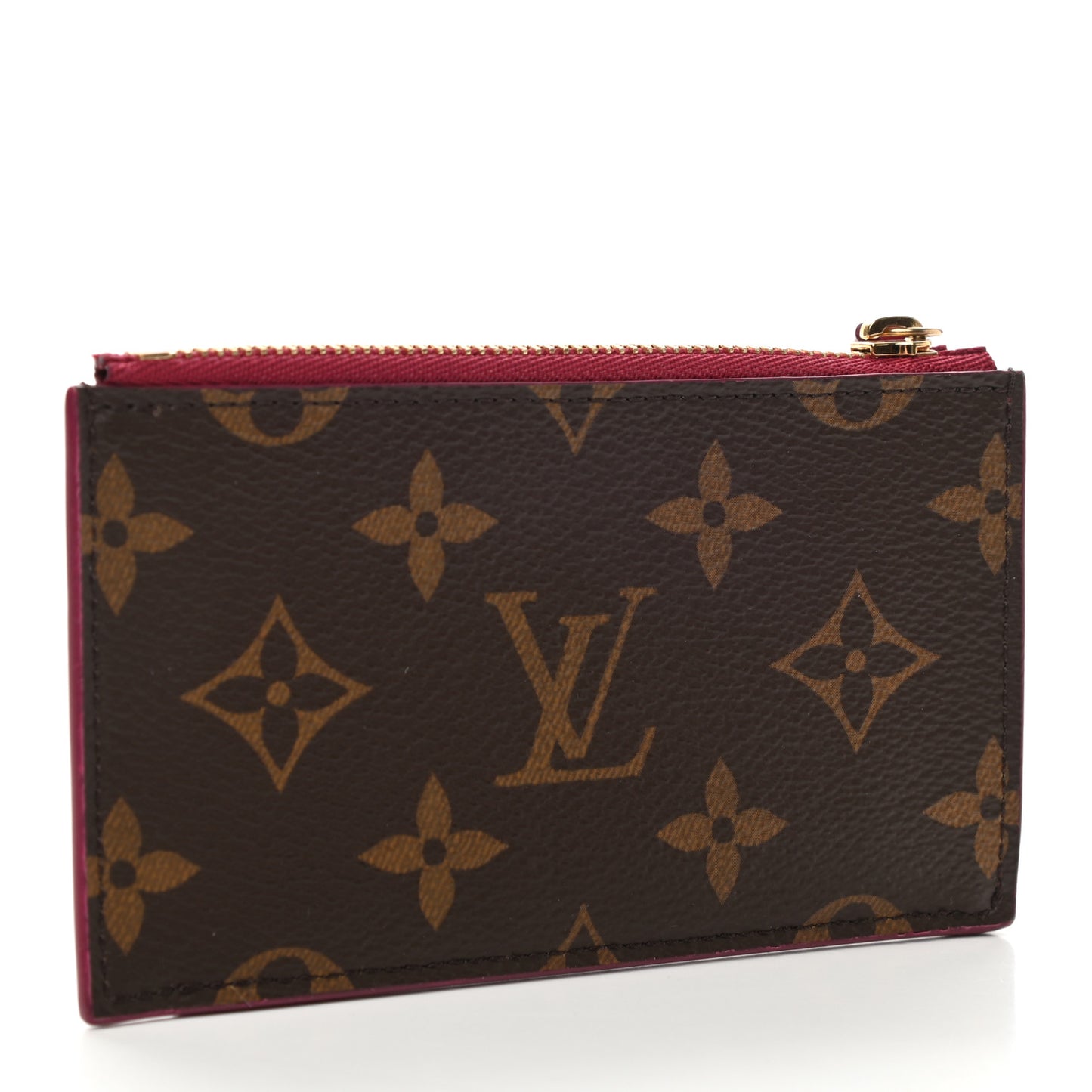 Monogram Zipped Card Holder Fuchsia