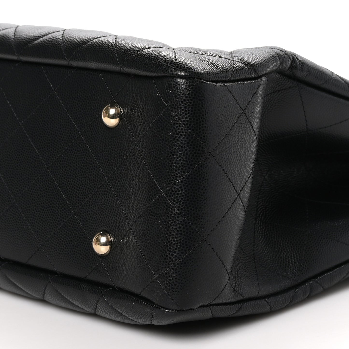 Caviar Quilted Large Shopping Tote Black