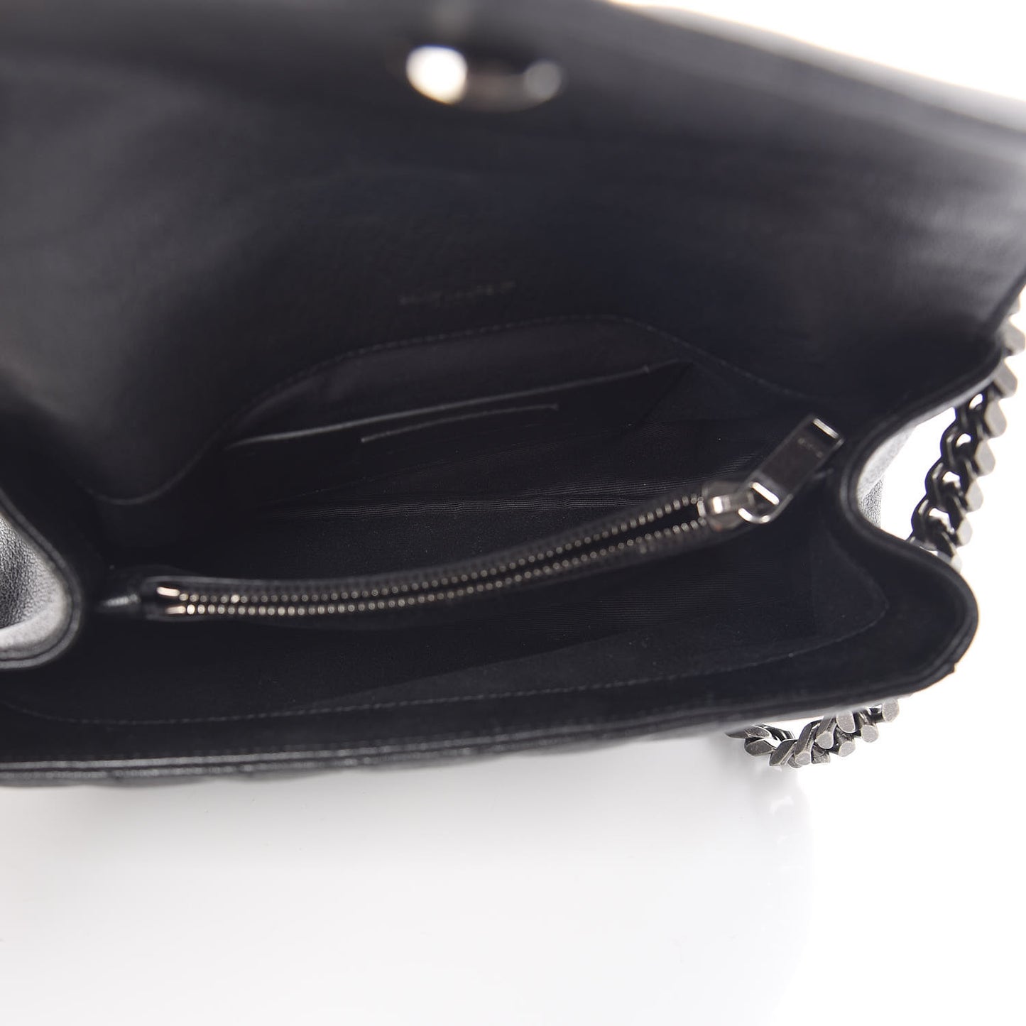 Sheepskin Matelasse Chevron Monogram Medium College Bag Black