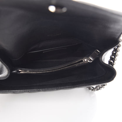 Saint Laurent Sheepskin Matelasse Chevron Monogram Medium College Bag Black 5 of 10