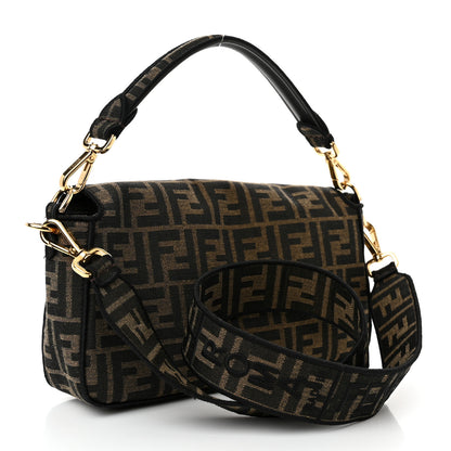 Fendi Fabric Jacquard FF 1974 Medium Baguette Tobacco Moro Black 3 of 12