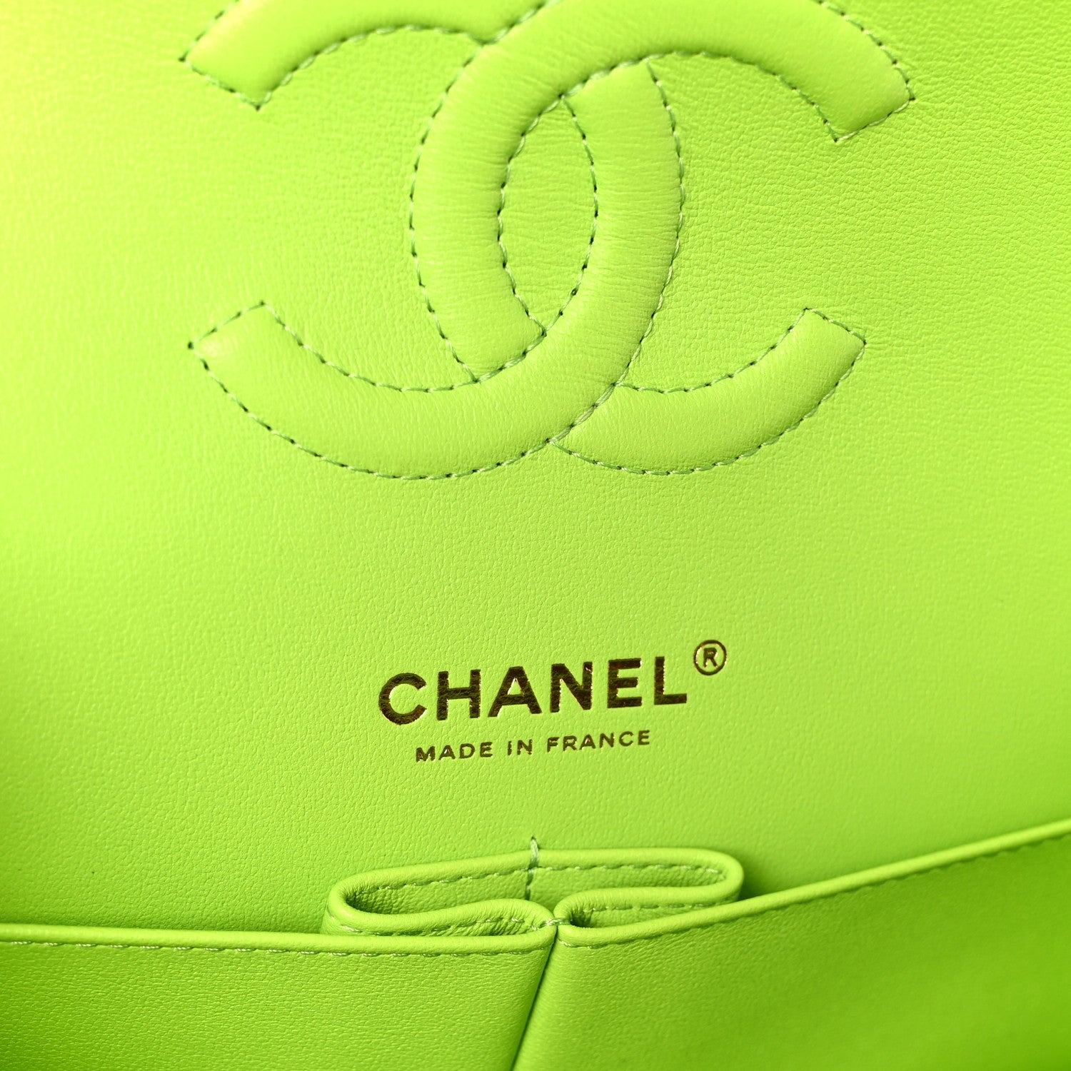 Chanel Lambskin Quilted Rainbow CC Medium Double Flap Neon Green Neon Green 6 of 12