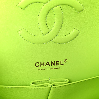 Chanel Lambskin Quilted Rainbow CC Medium Double Flap Neon Green Neon Green 6 of 12