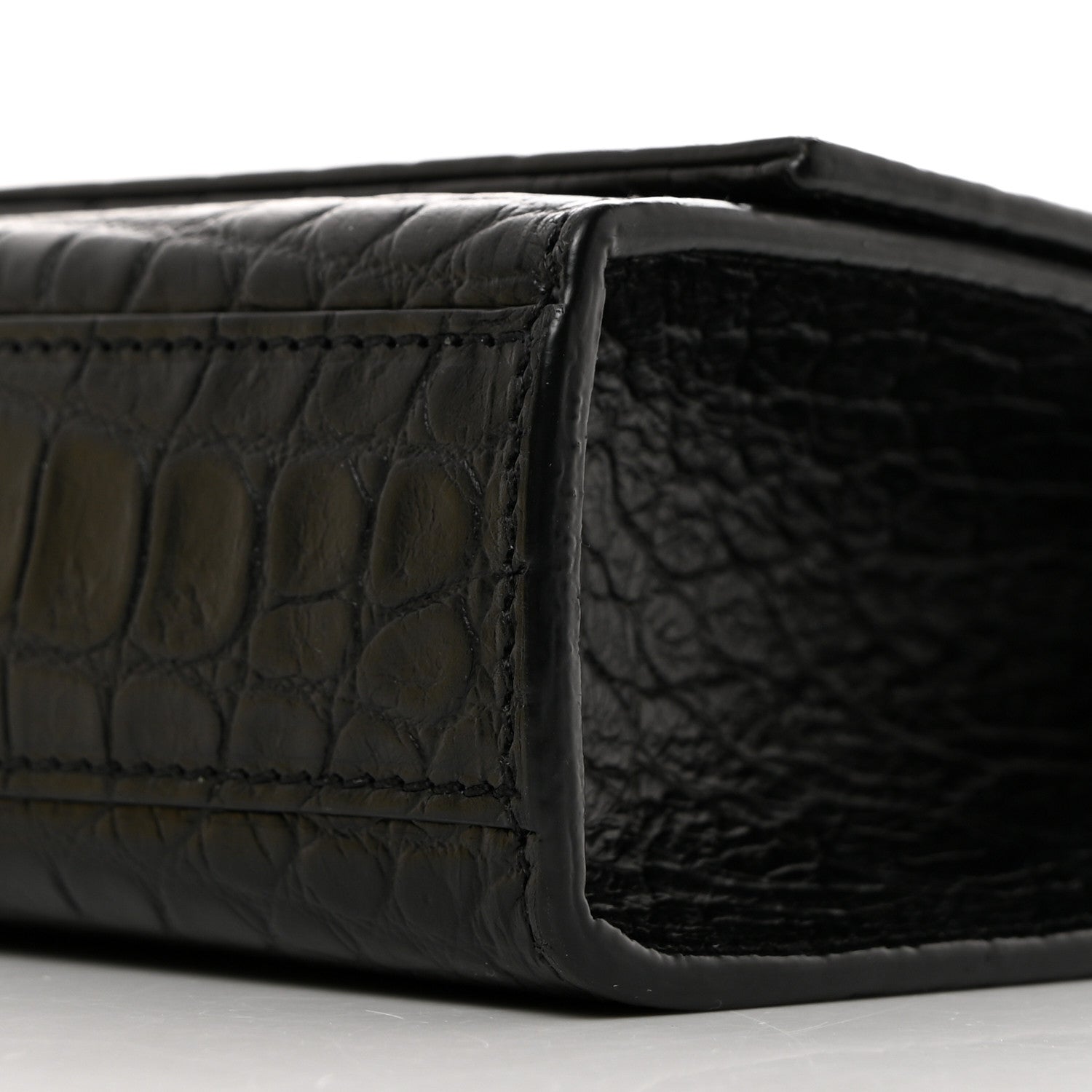 Saint Laurent Calfskin Crocodile Embossed Medium Classic Monogram Kate Tassel Satchel Black 11 of 11