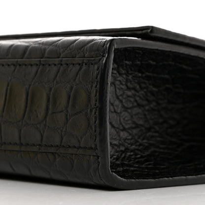 Saint Laurent Calfskin Crocodile Embossed Medium Classic Monogram Kate Tassel Satchel Black 11 of 11