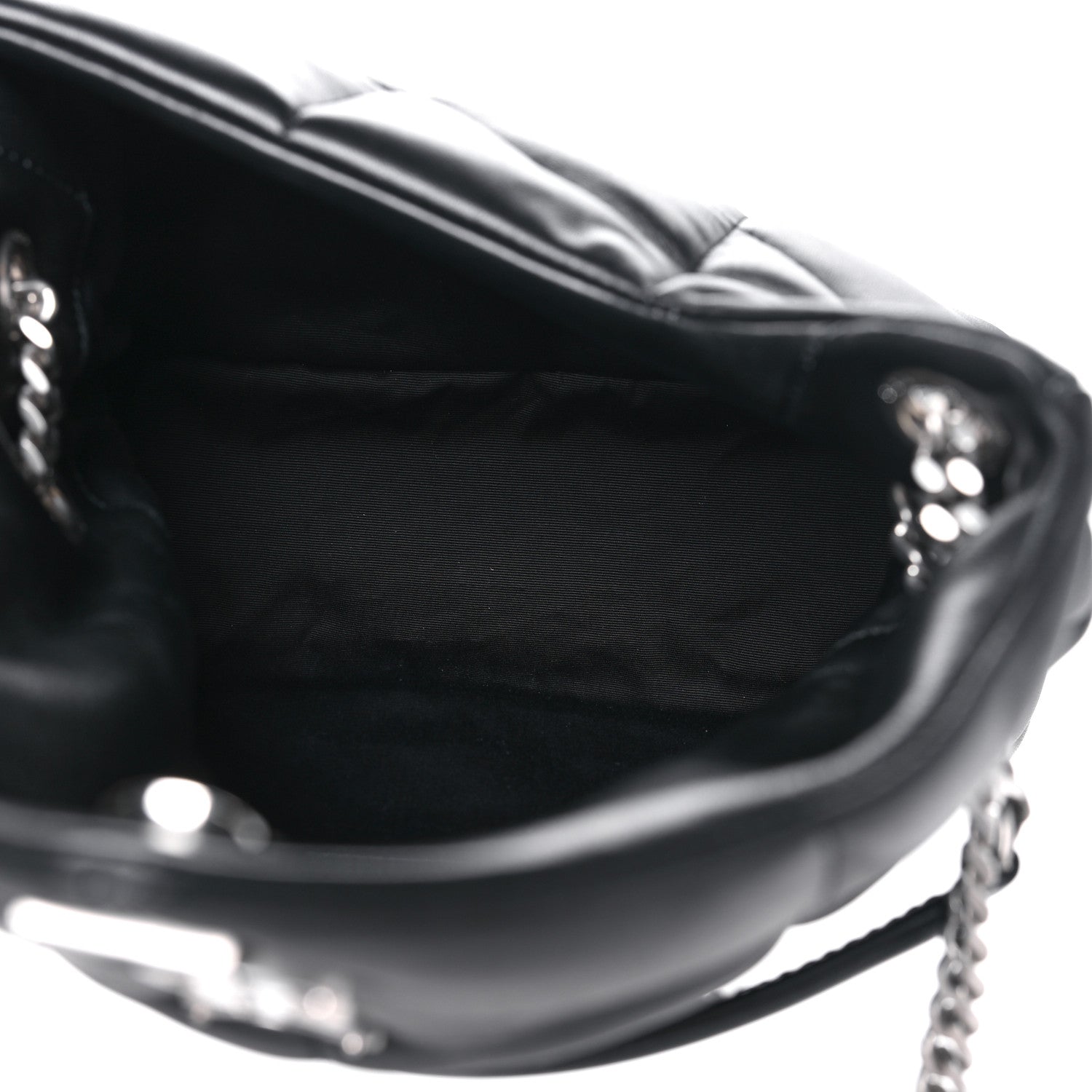 Saint Laurent Lambskin Quilted Small Loulou Puffer Monogram Chain Satchel Black 5 of 11