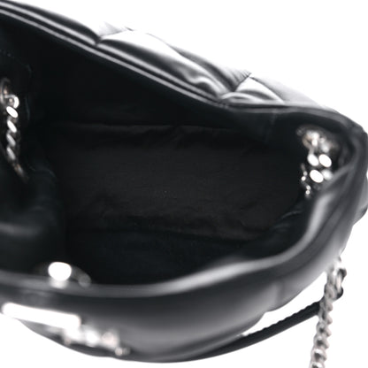 Saint Laurent Lambskin Quilted Small Loulou Puffer Monogram Chain Satchel Black 5 of 11