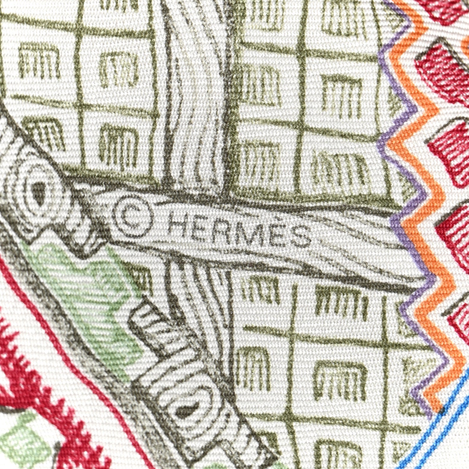Hermes Silk Super Silk Quest Scarf 90 Cream Rose Blue 1827981