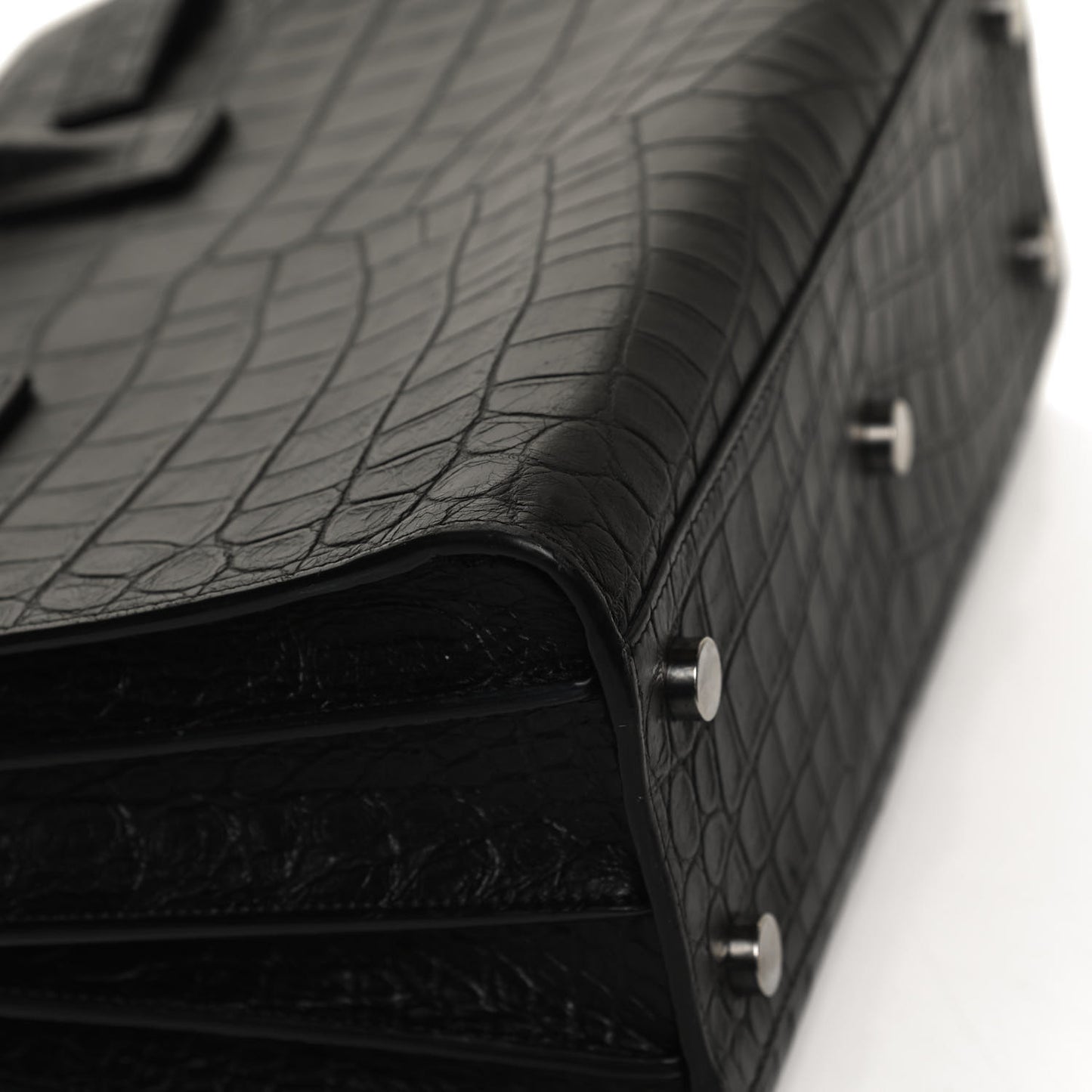 Calfskin Crocodile Embossed Baby Sac De Jour Black