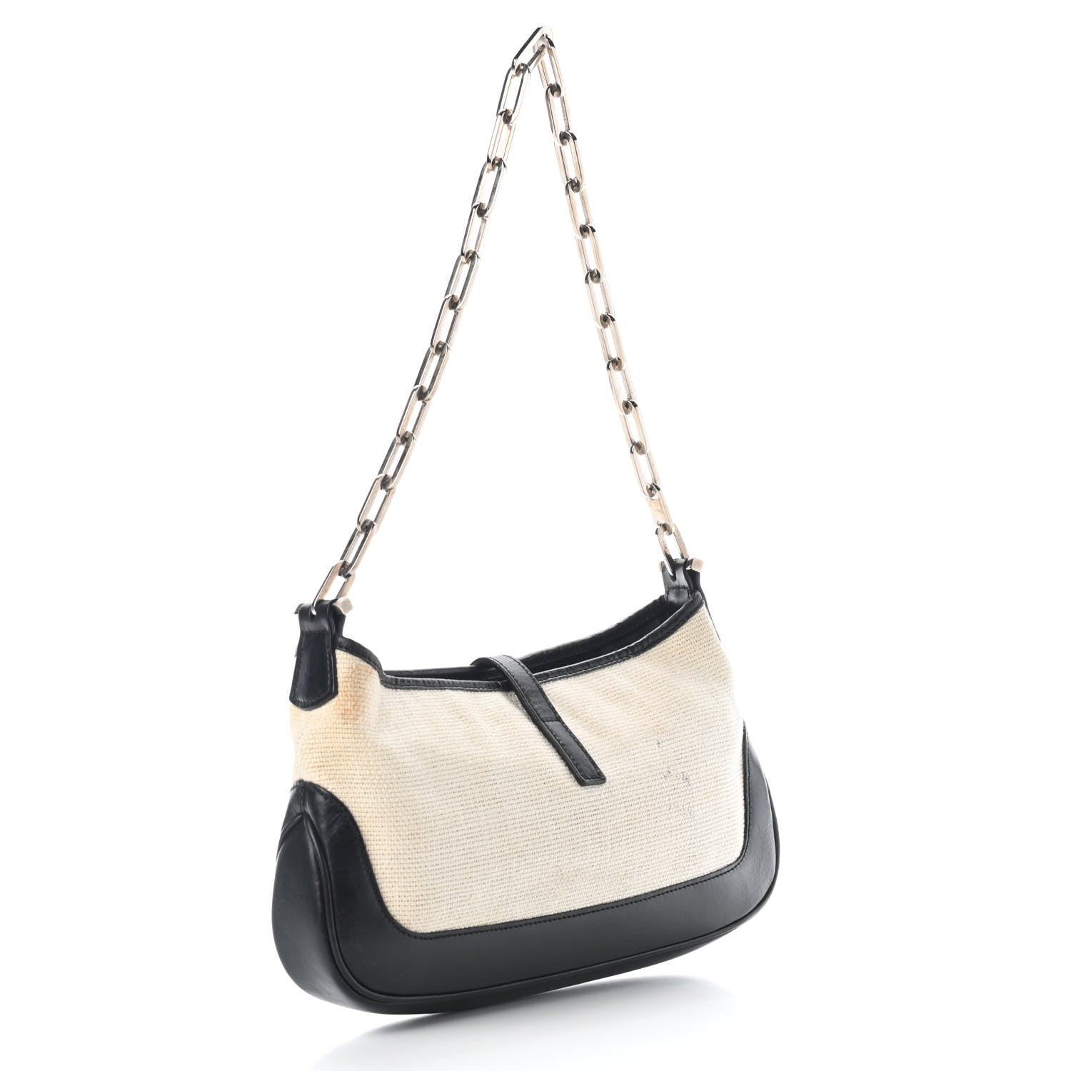Gucci Canvas Calfskin Jackie O Hobo Black Tan 3 of 11