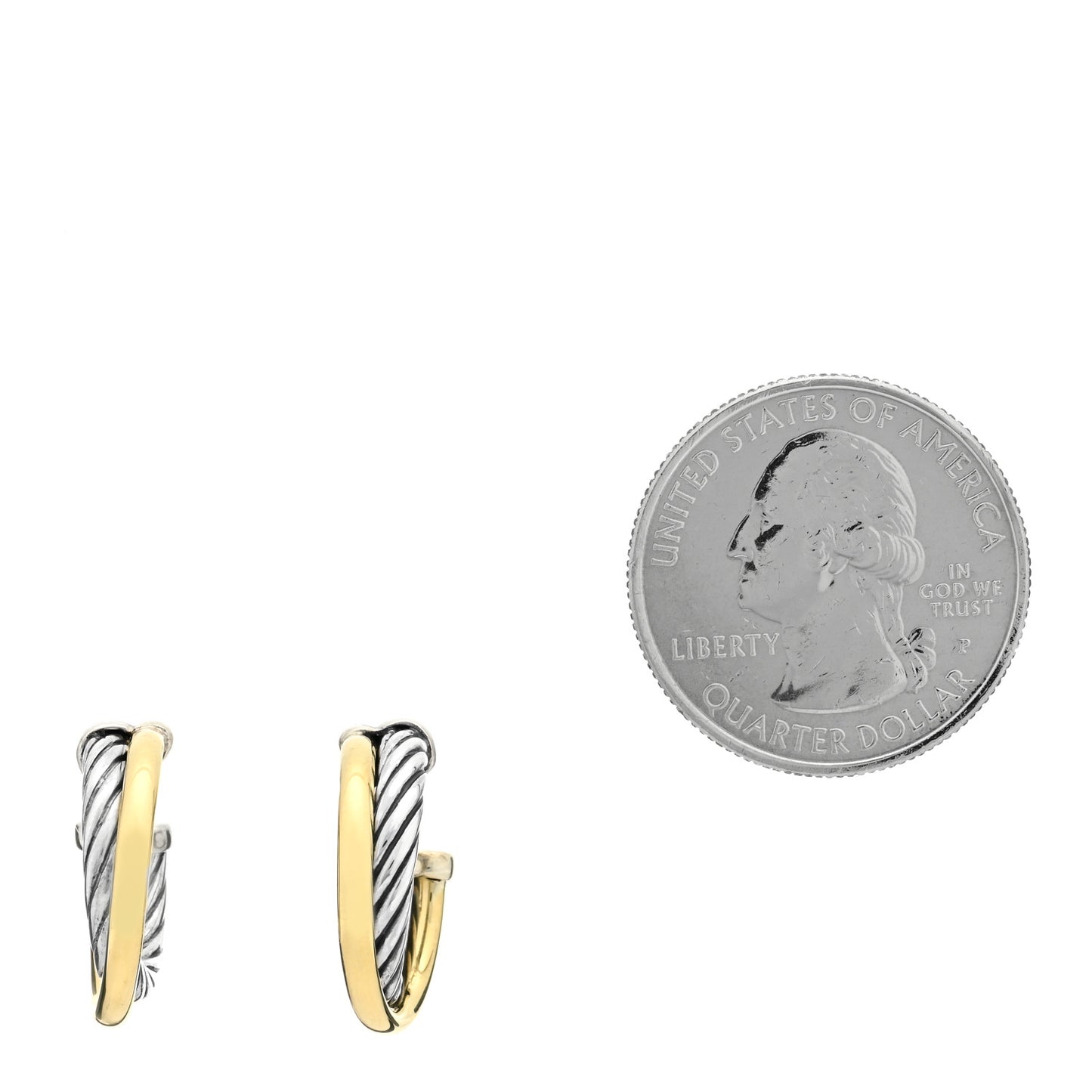 Sterling Silver 18K Yellow Gold 17mm Crossover Cable Hoop Earrings