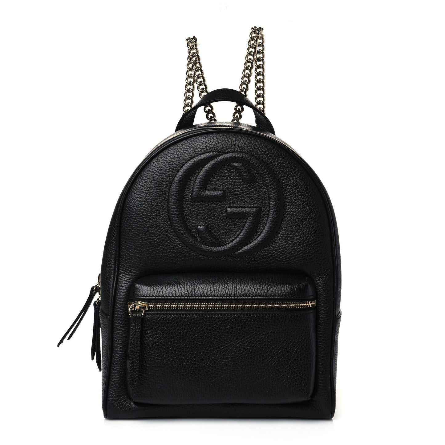 Pebbled Calfskin Soho Chain Backpack Black