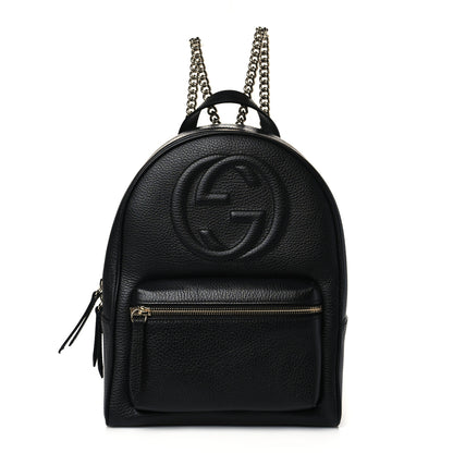 Gucci Pebbled Calfskin Soho Chain Backpack Black 1 of 12