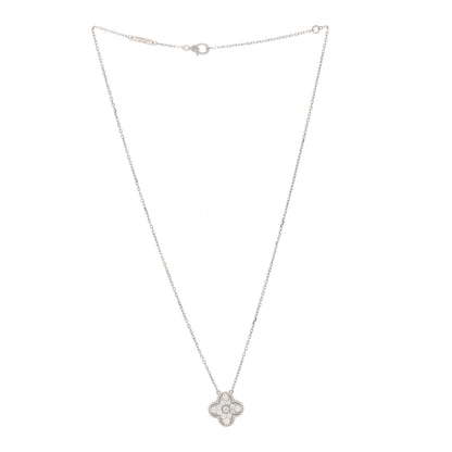 Tiffany VAN CLEEF & ARPELS 18K White Gold Diamond Vintage Alhambra Pendant Necklace 3 of 7