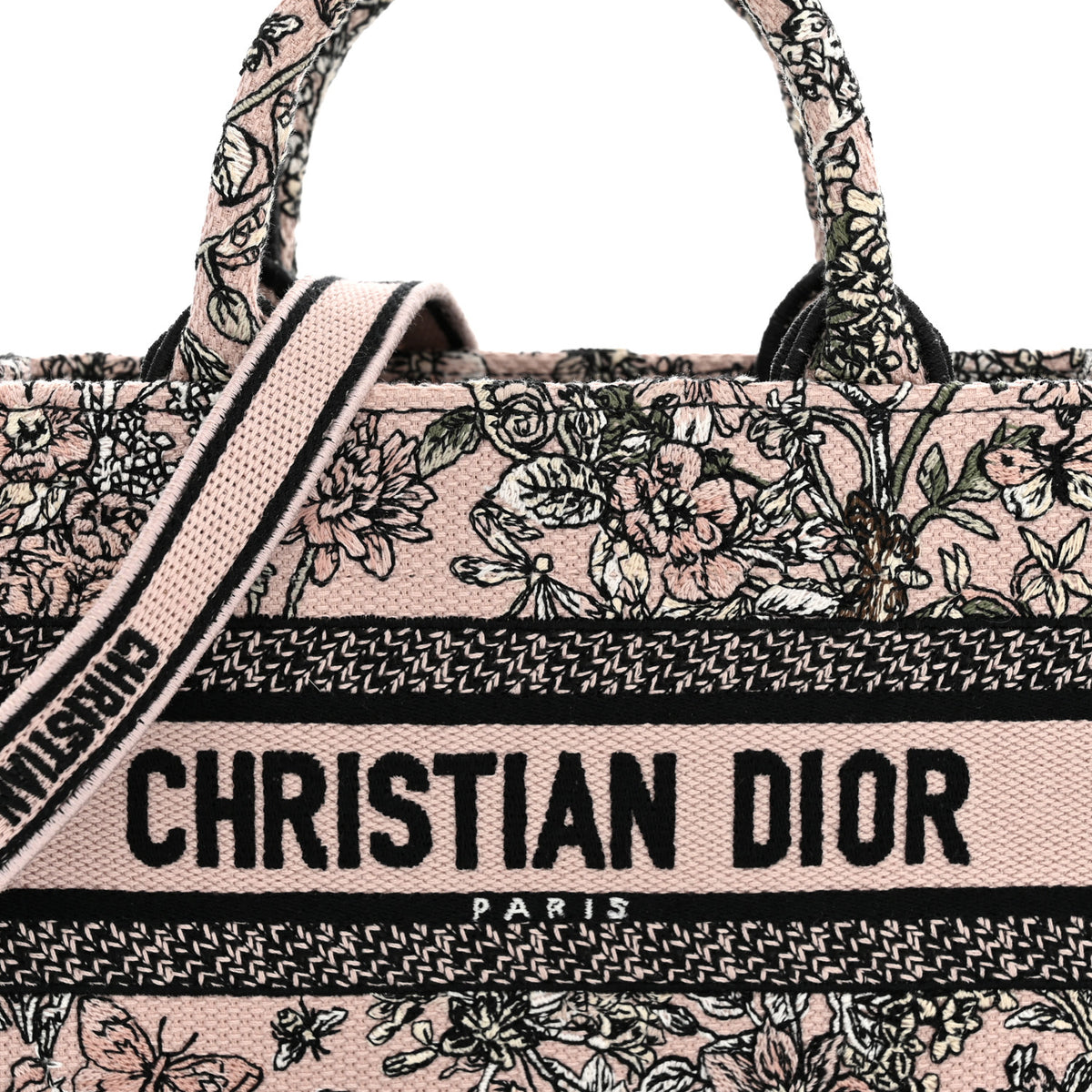 Christian Dior Canvas Embroidered Mini Book Tote With Strap Pink Multicolor 8 of 11