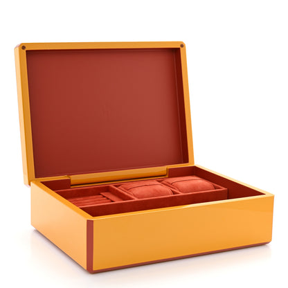 Hermes Lacquered Wood Facettes Watch Box Curry 6 of 11