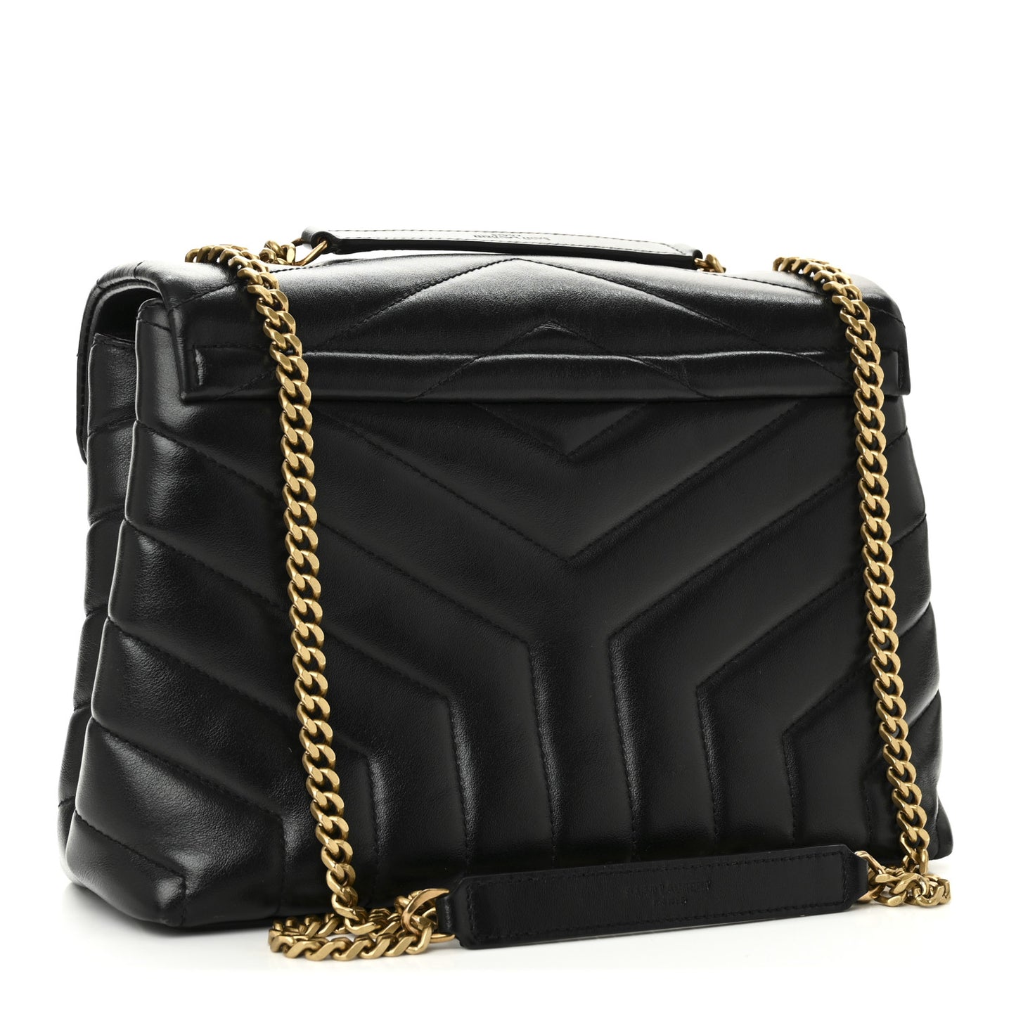Calfskin Y Quilted Monogram Small Loulou Chain Satchel Black