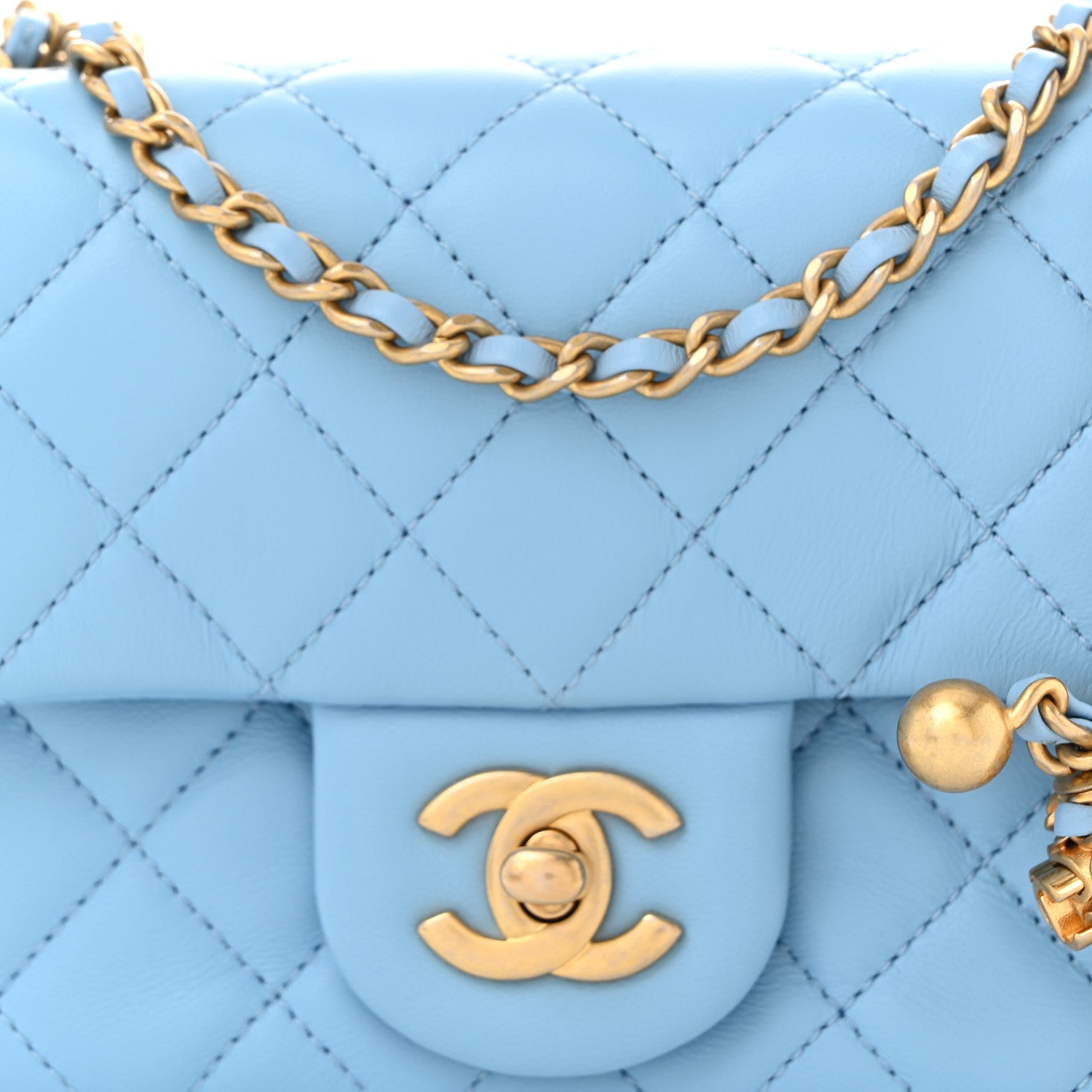 Chanel Lambskin Quilted Mini Pearl Crush Flap Light Blue 8 of 12
