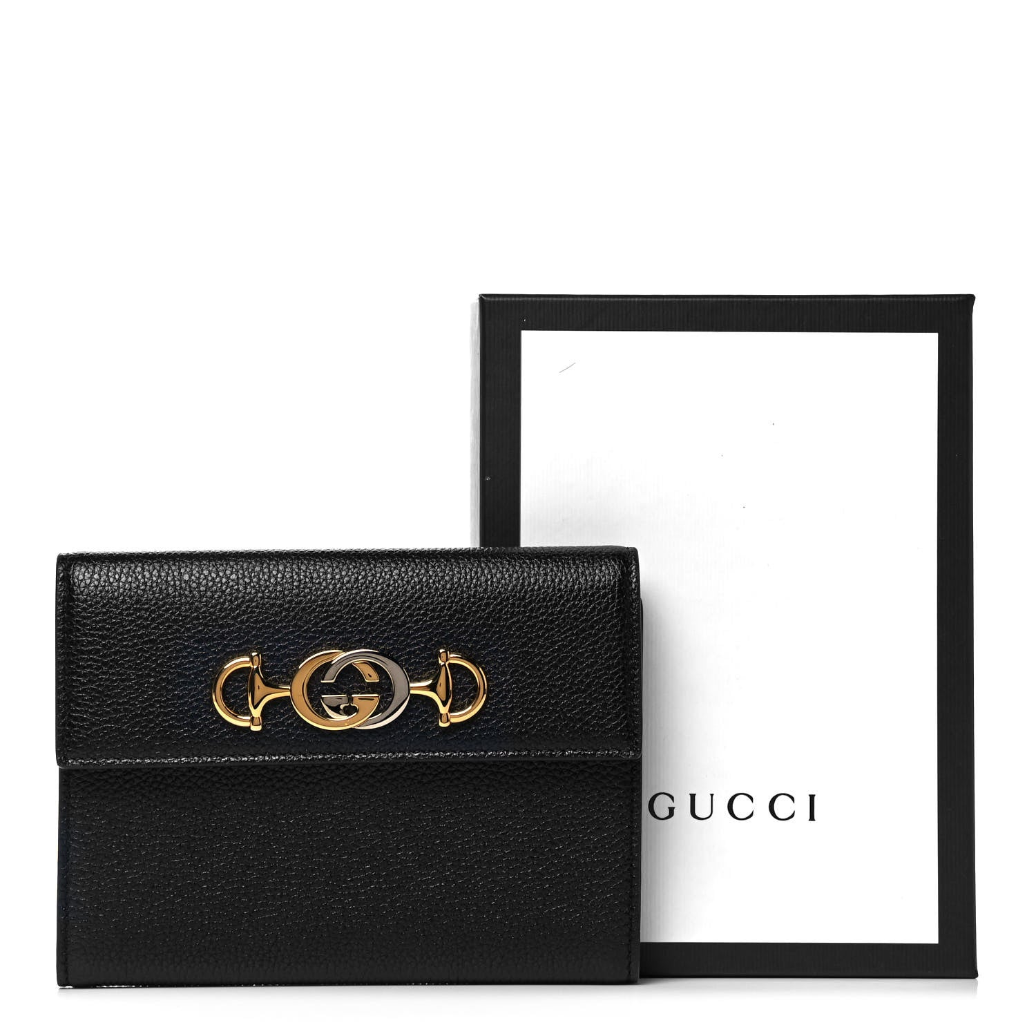 Gucci Grainy Calfskin Zumi Flap Card Case Black 7 of 7