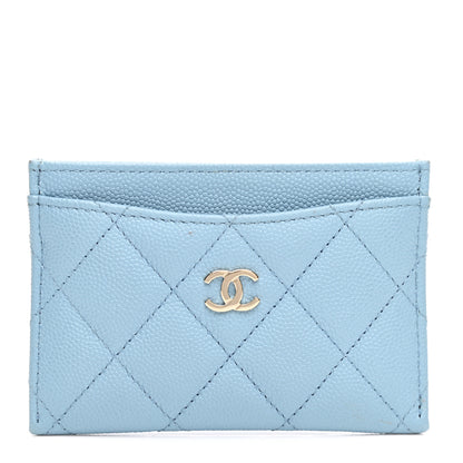 Chanel Caviar Quilted Card Holder Light Blue 1 of 9