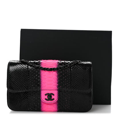 Chanel Snakeskin Medium Double Flap Black Pink 15 of 15