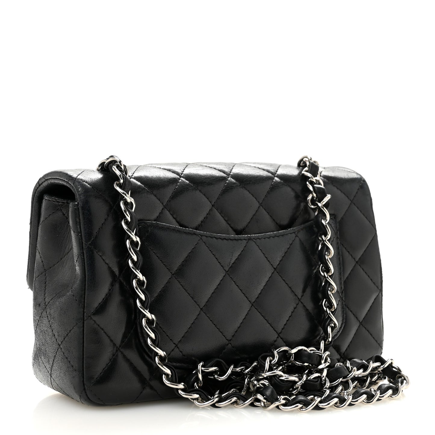 Lambskin Quilted Mini Rectangular Flap Black