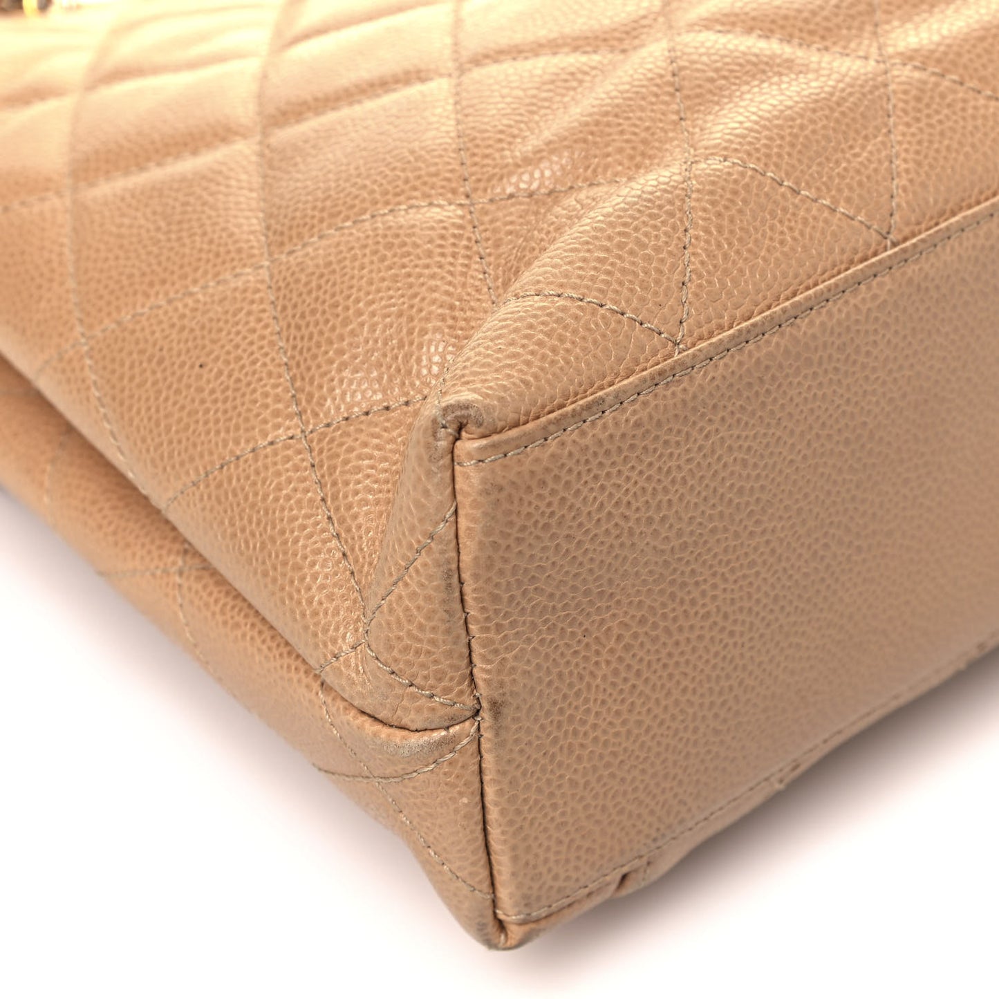 Caviar Quilted Flap Shoulder Bag Beige