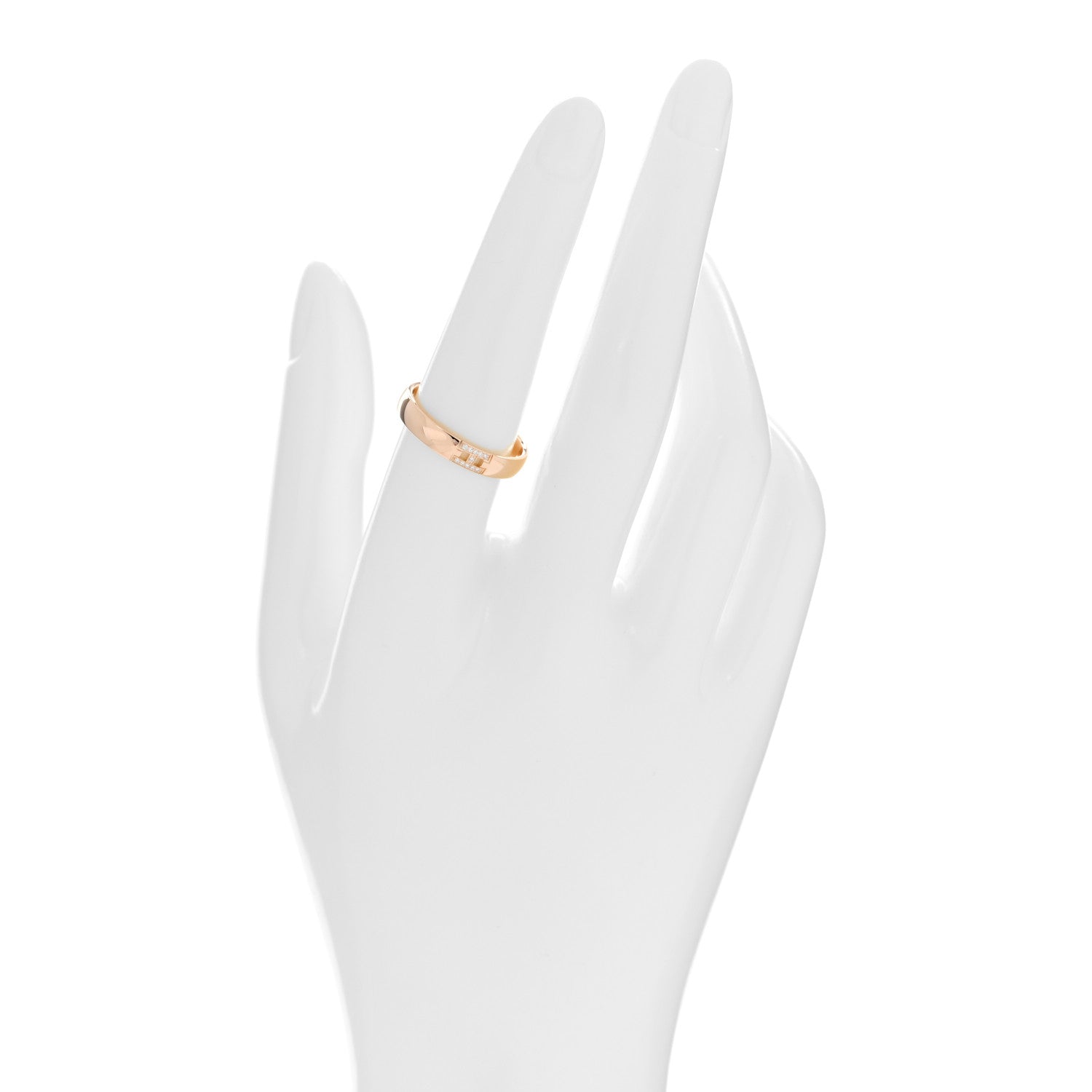 Hermes 18K Rose Gold Diamond Ever Herakles Wedding Band Ring 56 7.75 2 of 5