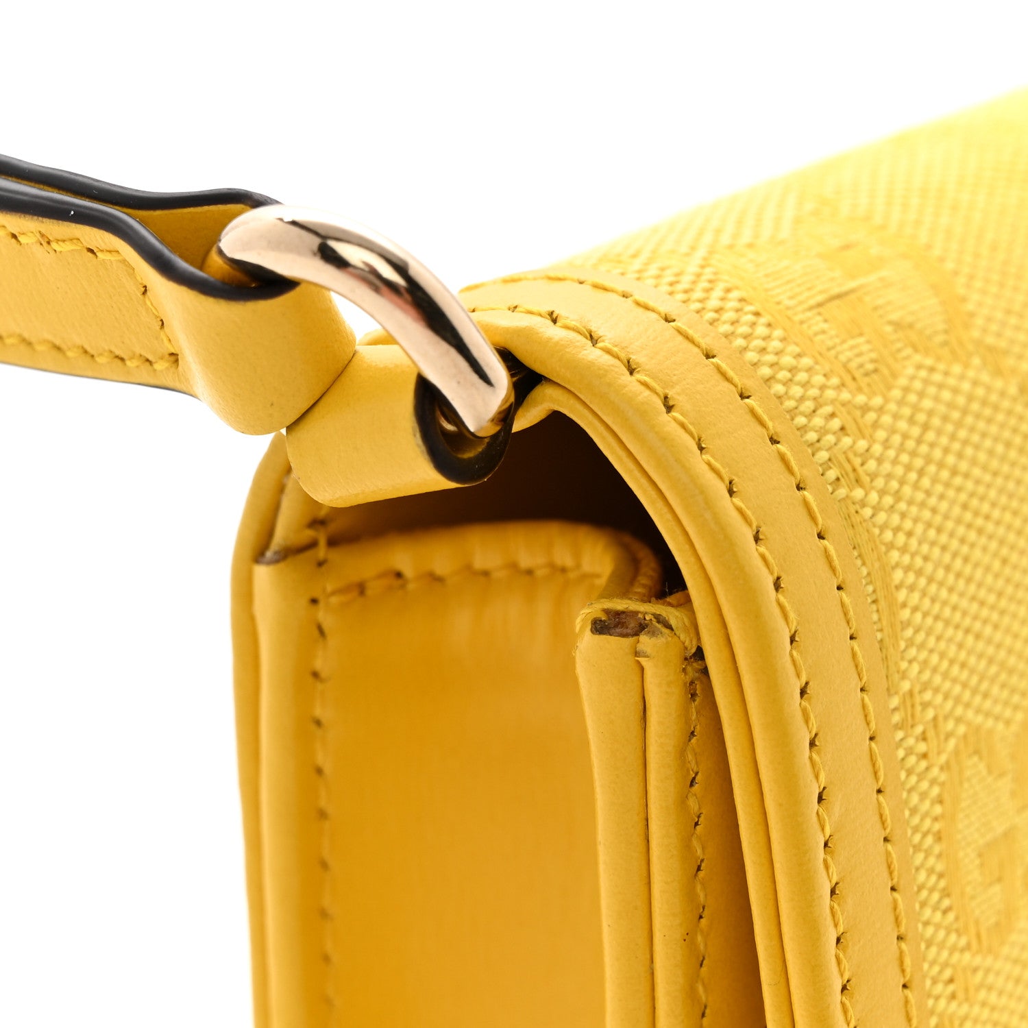Gucci GG Monogram Textured Dollar Calfskin Small Luce Shoulder Bag Yellow 11 of 11