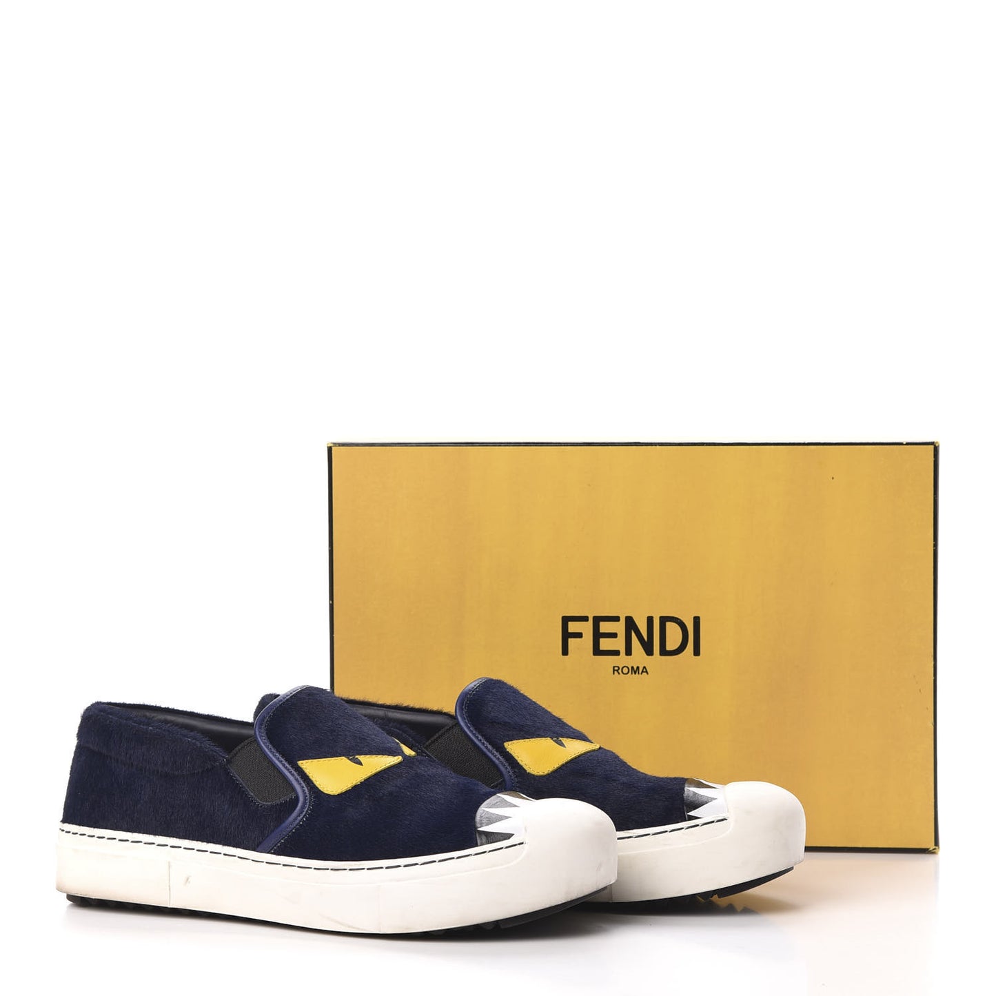 Cavallino VItello Monster Eyes Slip On Sneakers 39 Blue