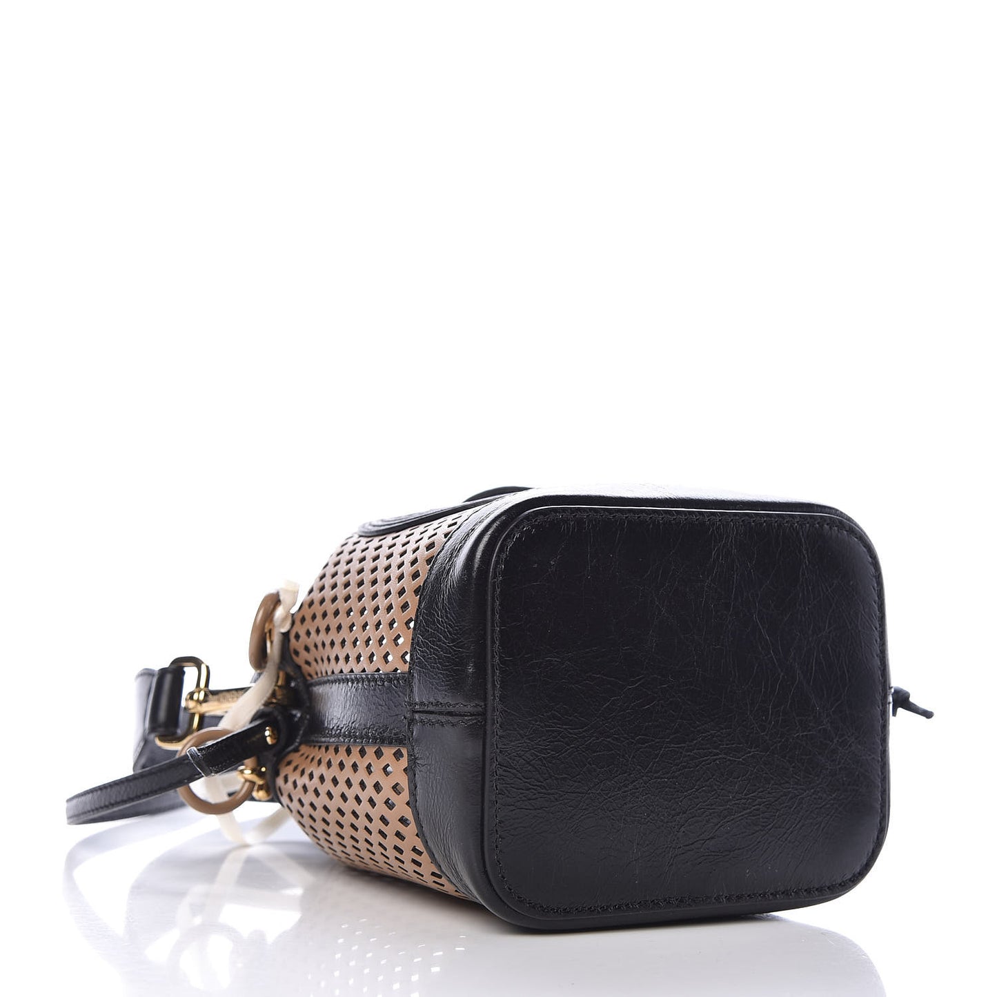 Vitello Liberty Glossy Lambskin F is Fendi Perforated Mini Mon Tresor Bucket Bag Sand Mimosa Black