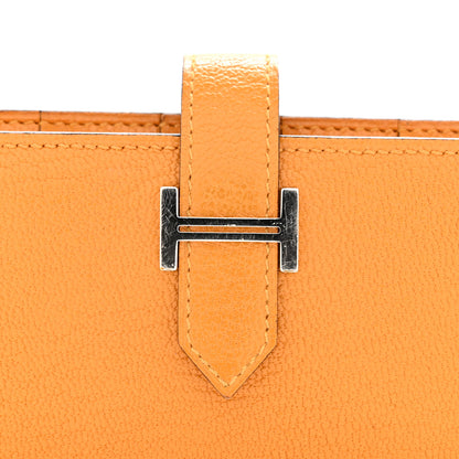 Hermes Chèvre Mysore Bearn Gusset Wallet Jaune Ambre 12 of 13