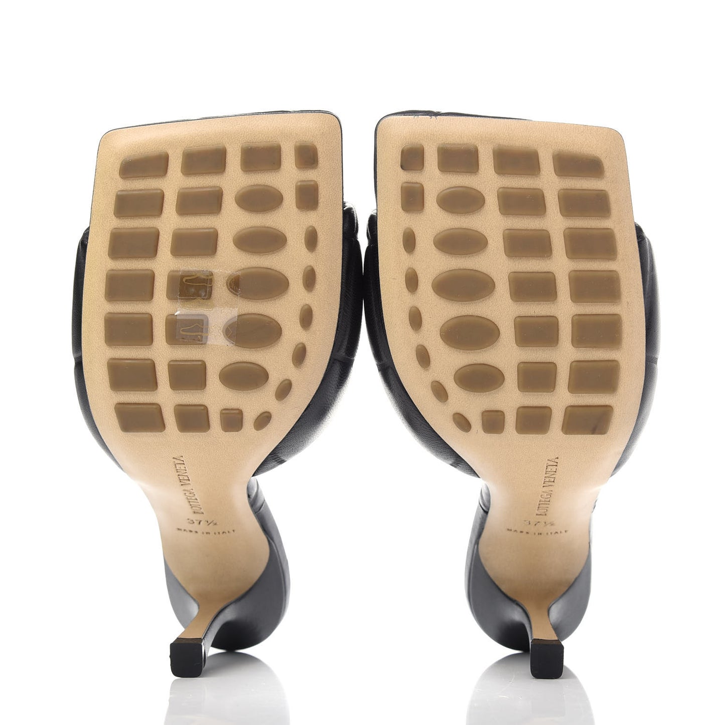 Nappa Quilted Rubber Lido Mule Sandals 37.5 Black