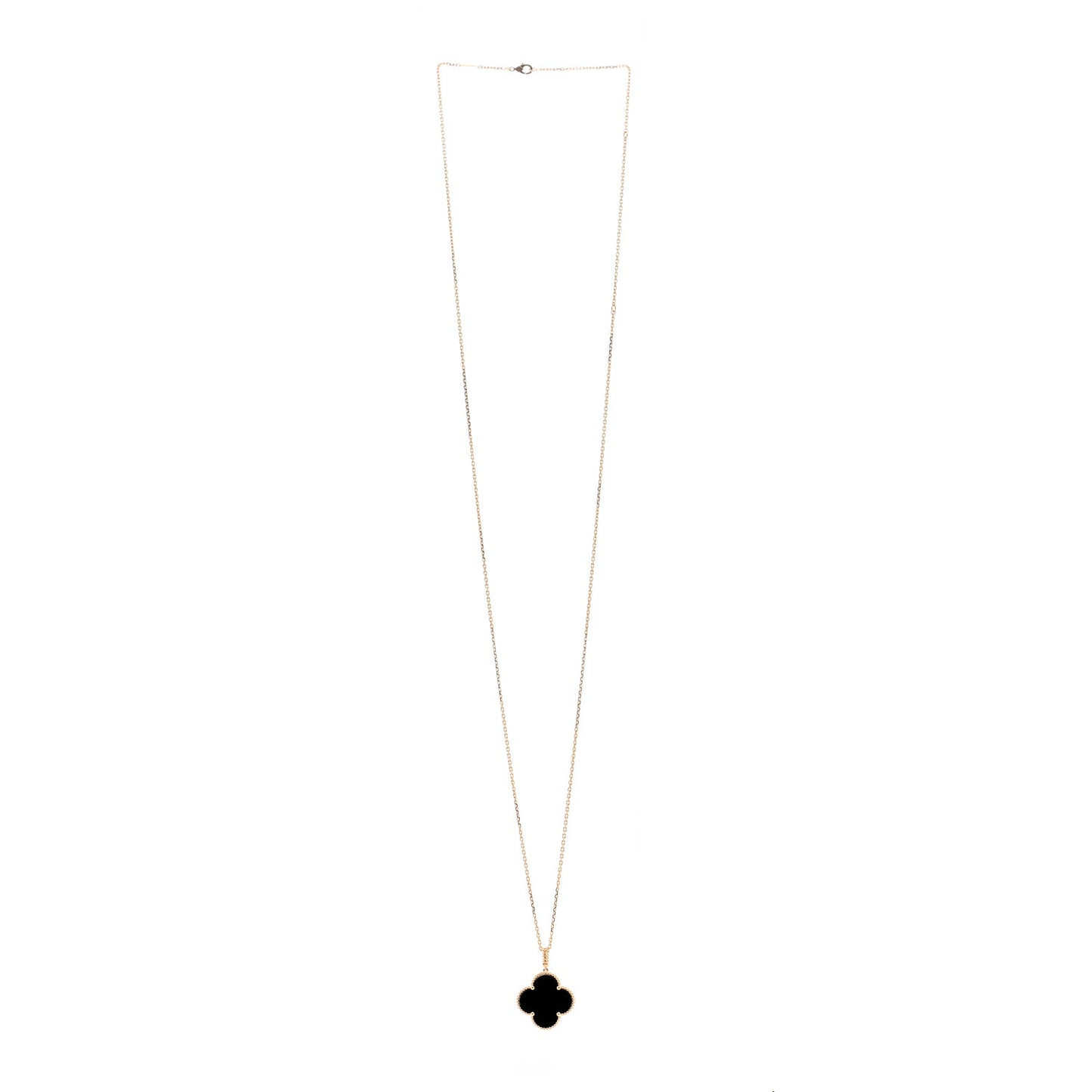 18K Yellow Gold Black Onyx Magic Alhambra Pendant Necklace