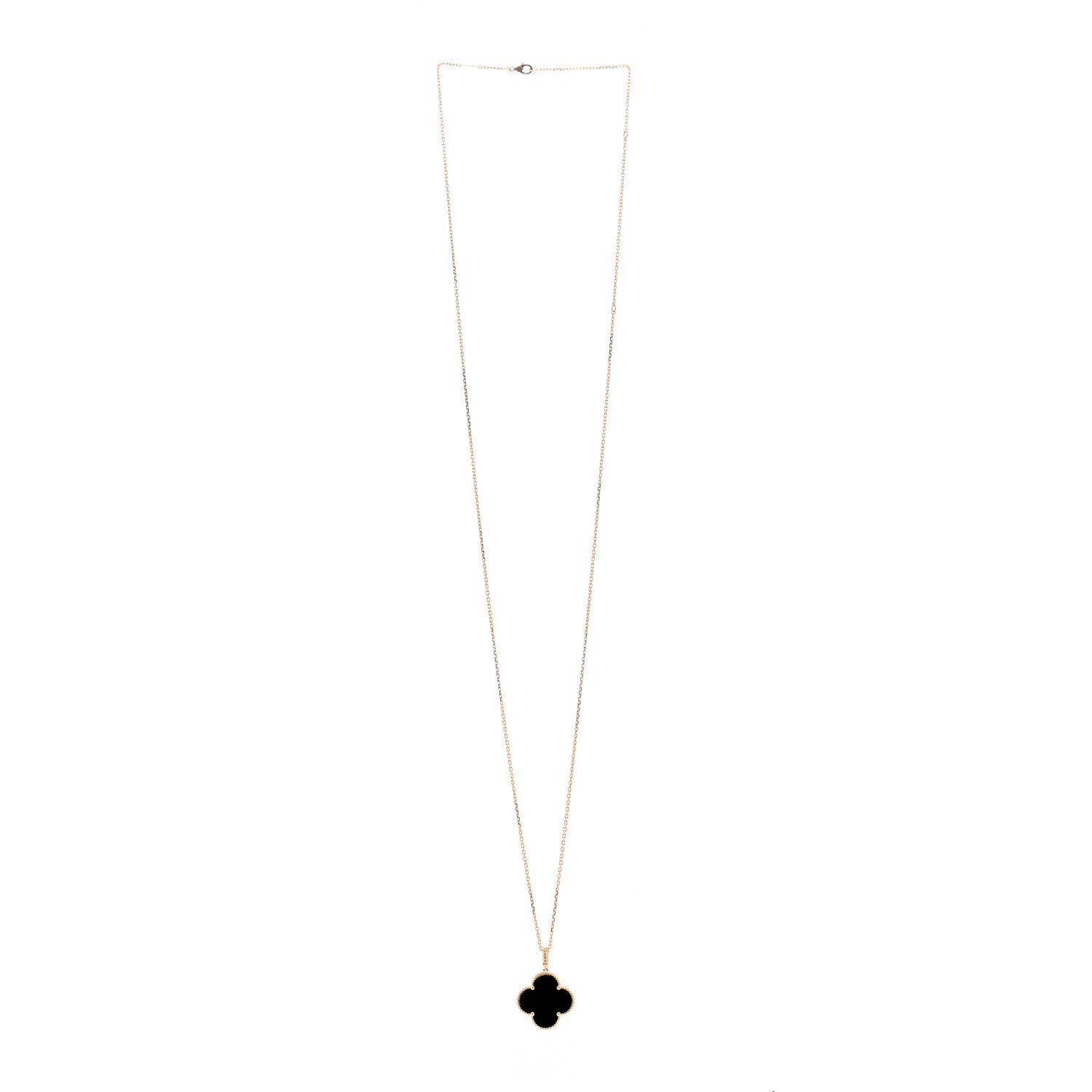 Van Cleef & Arpels 18K Yellow Gold Black Onyx Magic Alhambra Pendant Necklace 3 of 6