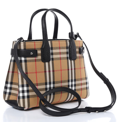 Burberry Goatskin Vintage Check Small Banner Tote Black 3 of 9