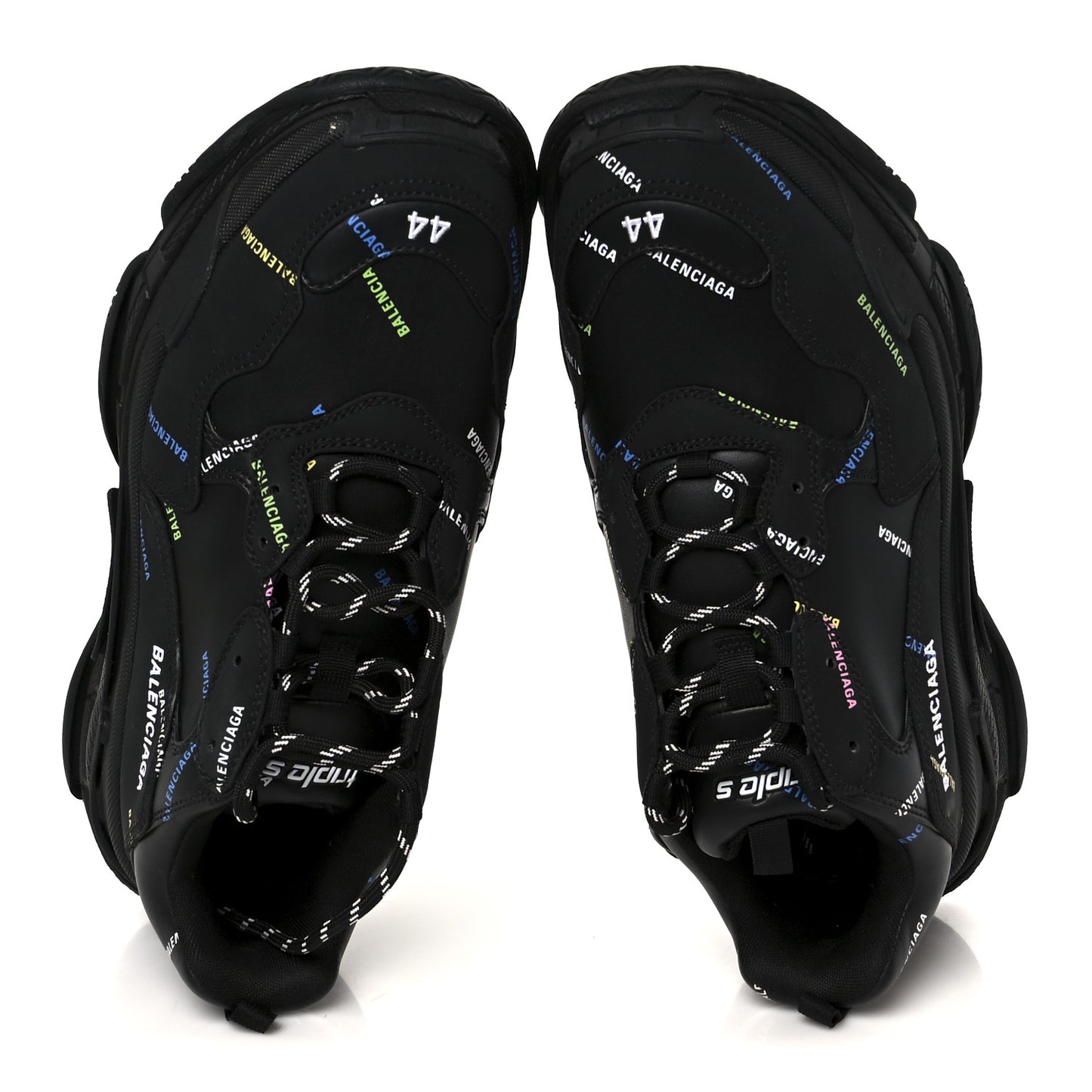 Technical Fabric Allover Logo Mens Triple S Sneakers 44 Black Multicolor