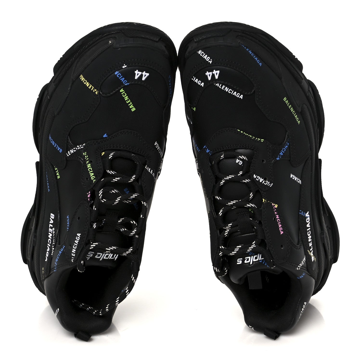 Balenciaga Technical Fabric Allover Logo Mens Triple S Sneakers 44 Black Multicolor 2 of 10