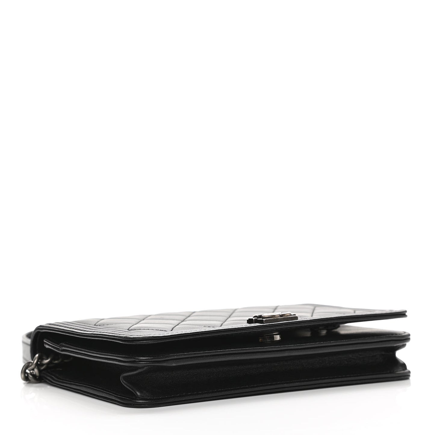 Lambskin Quilted Boy Wallet On Chain WOC Black