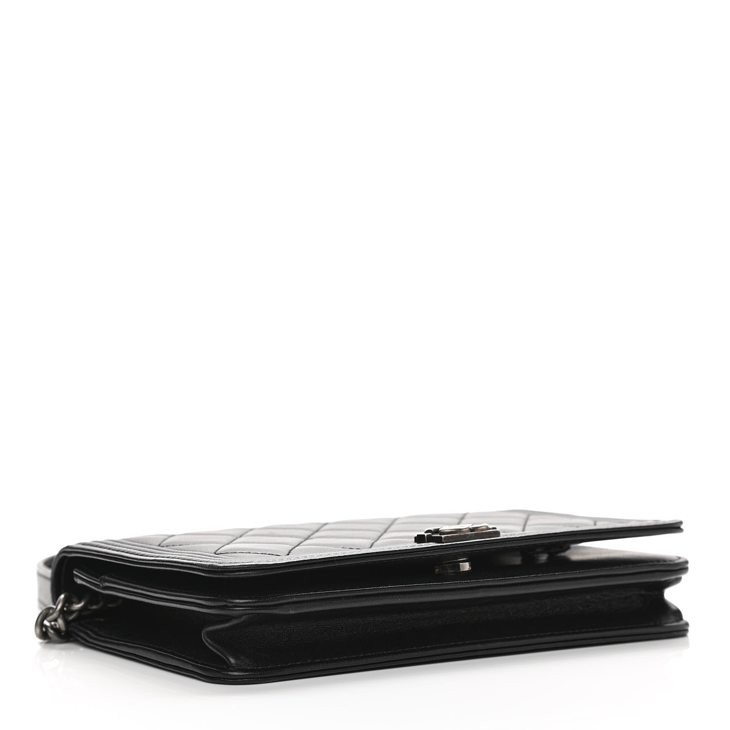 Chanel Lambskin Quilted Boy Wallet On Chain WOC Black 4 of 13