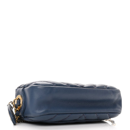 Chanel Calfskin Chevron Quilted Surpique Camera Case Blue 3 of 10