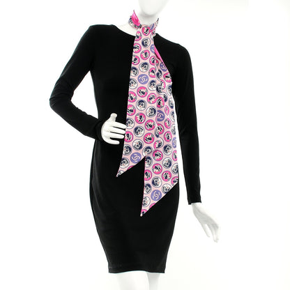 Chanel Silk Mademoiselle Portrait Scarf Pink Multi 2 of 5