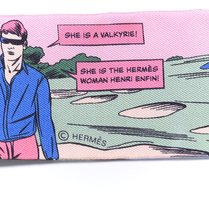Hermes Silk Wow Twilly Rose Vert Jaune 3 of 4