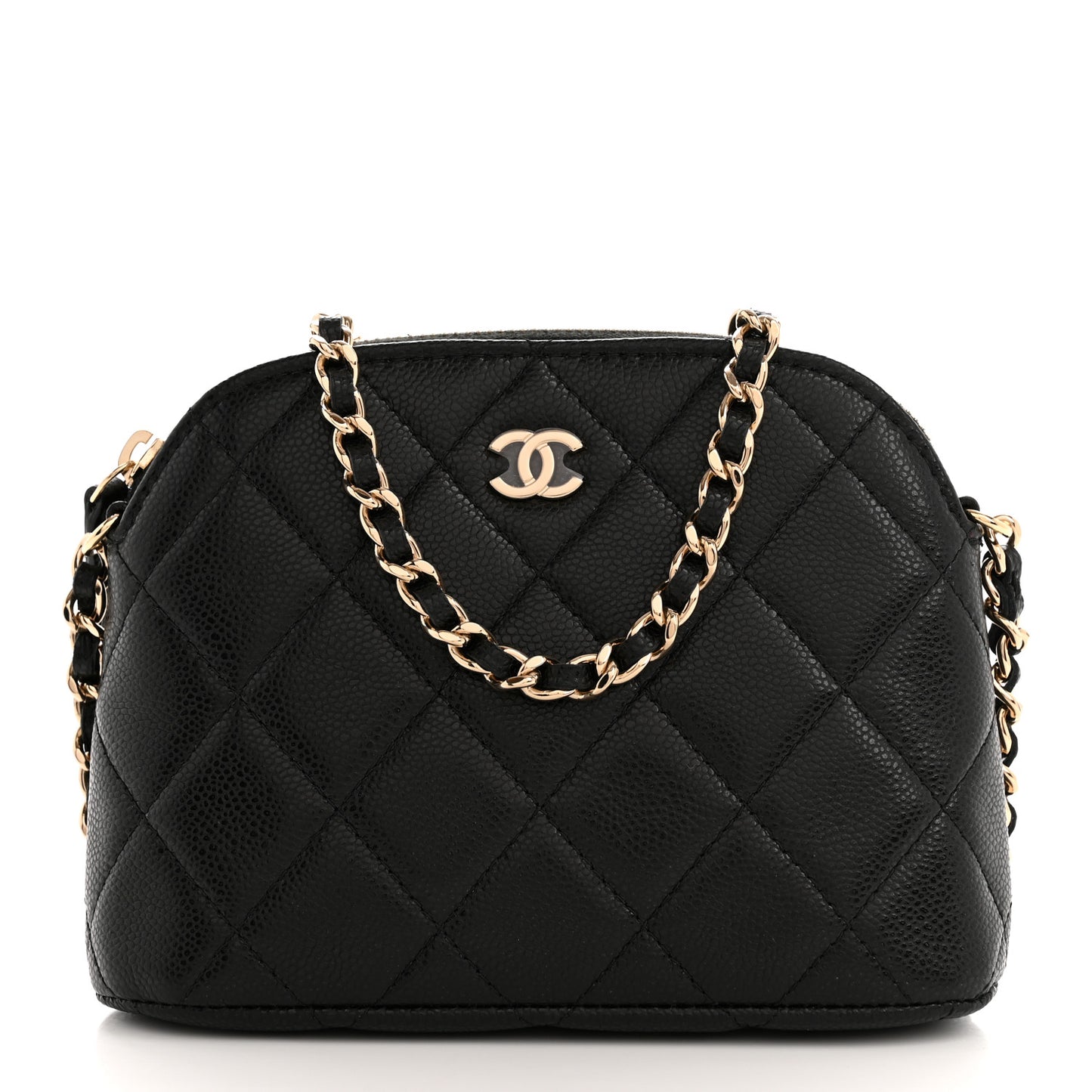 Caviar Quilted Classic Clutch With Chain Black