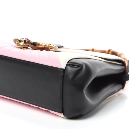 Gucci Calfskin Bamboo Trapuntata Queen Margaret Top Handle Bag Blue Agata Hibiscus Red Mystic White Sugar Pink 7 of 11