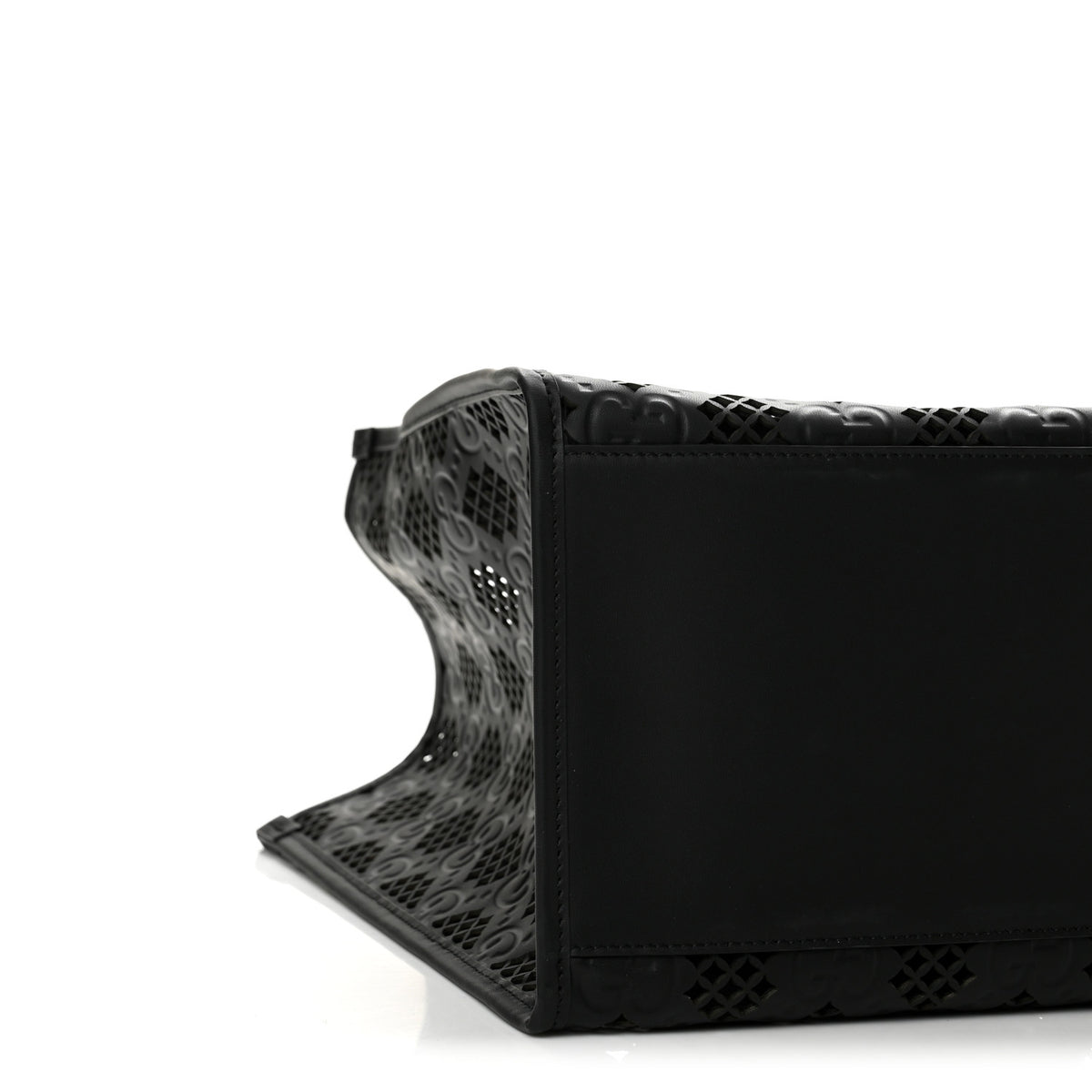 Calfskin GG Monogram Diamond Cut Medium Ophidia Tote Bag Black